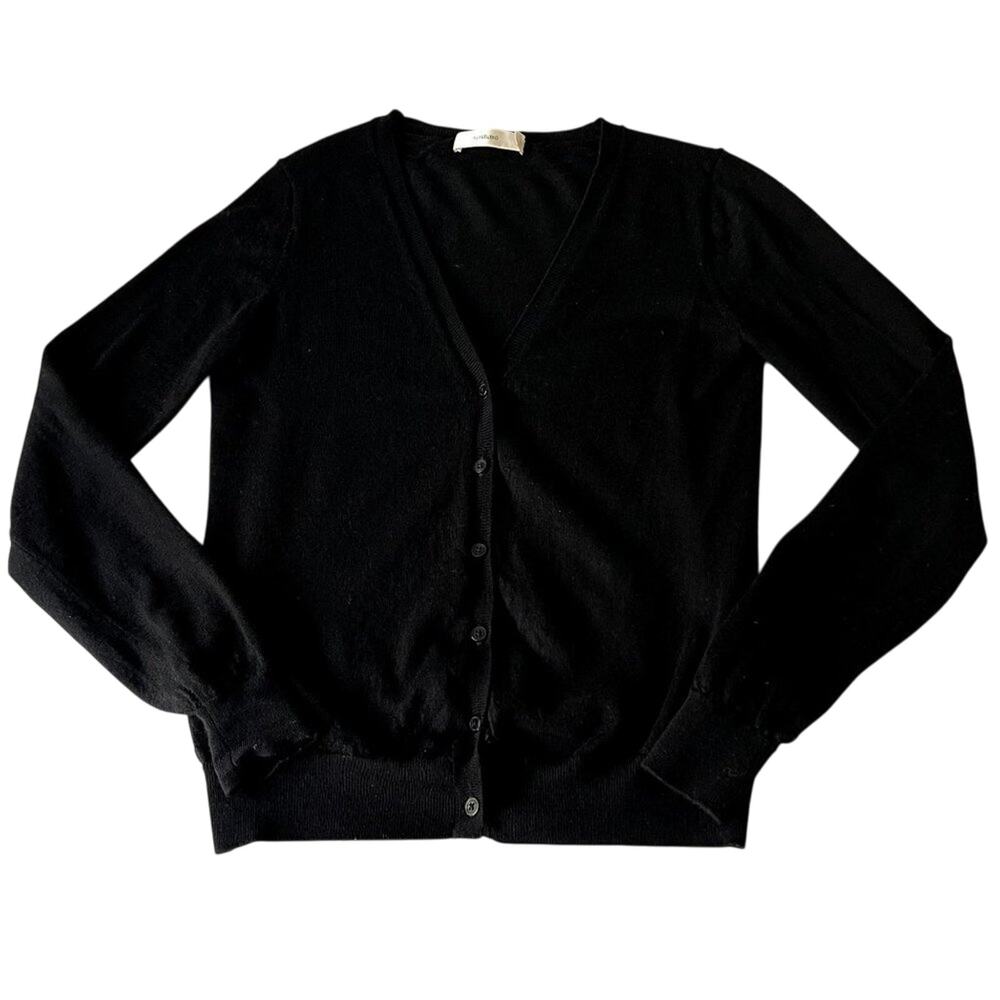 SUISTUDIO Cardigan Sweater Womens XS Donna Black Button Down Merino Wool
